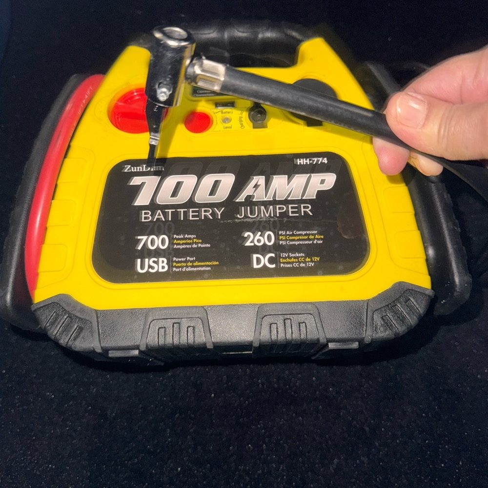 Yellow and Black 700 AMP Battery Jumper, air compressor Combo 4 on 1